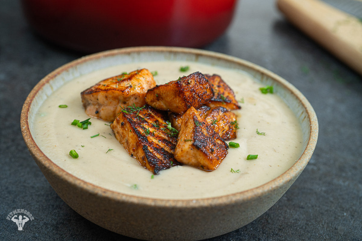 Low Carb Salmon Nuggets & Cauliflower Chowder