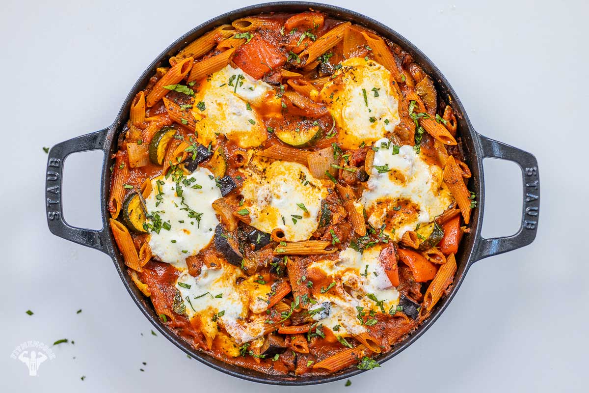 Gluten Free Baked Penne Pasta with Roasted Vegetables
